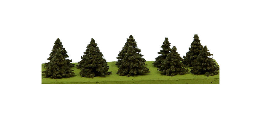 Model Scene SM015 Spruce Trees (10 pk) - 15mm tall - Suitable for N & OO Scales