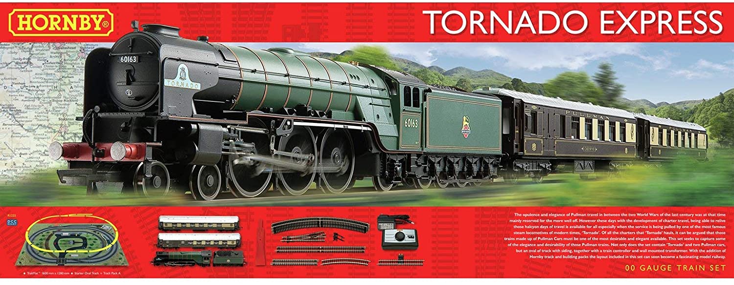 Hornby R1225 Tornado Express Trainset Includes A1 Steam Locomotive 60163 "Tornado" and Coaches - OO Gauge