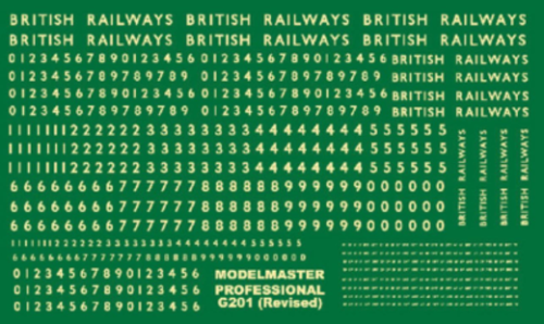 Modelmasters G201 BR Steam Loco Lettering Transfers - OO Scale